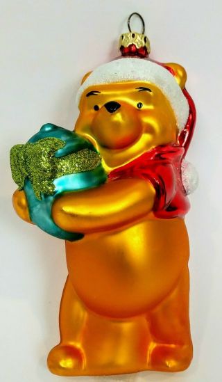 Disney Winnie The Pooh Vintage Glass Ornament Santa Pot Of Honey Christmas