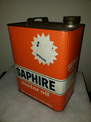 Vintage Gulf Saphire 2 Gallon Motor Oil Metal Can,  Gas,  Fuel,  Oil Can