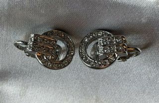 Christian Dior Vintage Earrings Crystal Silver Clip