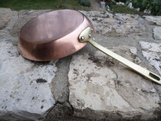 Billard Paris Copper French Frying Pan Tin Lined 9.  5 " / 24cm Diam.  Vintage
