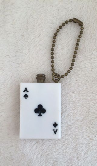 Vintage Match Striker Lighter Key Fob Keyring Keychain Playing Card Ace Clubs