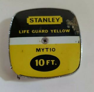 Vintage Stanley Slim Tape Measure 10 Ft Myt10 Life Guard Yellow Mylar Clad Usa