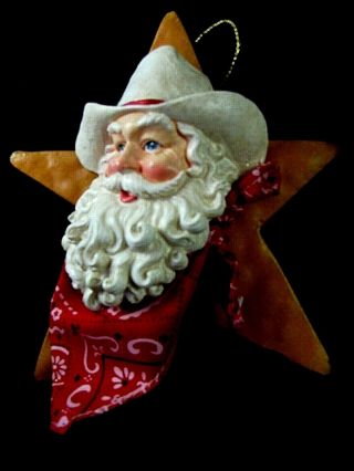 Vintage Lone Star Cowboy Santa Texas? Ornament - Outstanding Store Stock