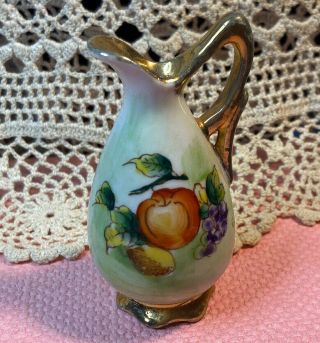 Vintage Vcagco Miniature Porcelain Decorative Hand Painted Fruit Vase Dollhouse