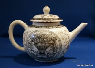 1740 Chinese Grisaille Jesuit Teapot Qianlong Qing Export Vase Teapot