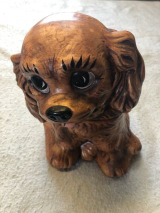 Vintage Cocker Spaniel Dog Puppy Cookie Jar Brown Ceramic Pottery