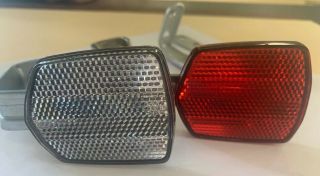 Vintage Bmx Reflector Cat Eye Red And White 1986 Old School Rr - 290 8434 L2 Pair