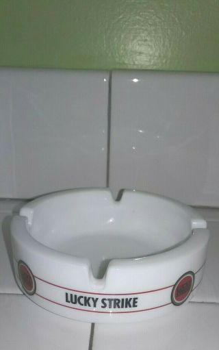 Collectible Vintage Lucky Strike White Ashtray Made In France Vibrant Graphics