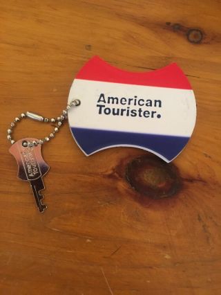 Vintage Red White And Blue American Tourister Luggage Tag Key