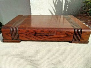 Large Vintage Art Deco Wooden Cutlery Canteen Box / Storage Box