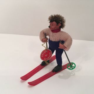 Vintage Hedgehog Peter Figuren Steiff Austria Skiing Figures