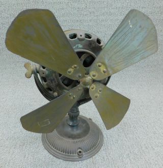 Antique General Electric 12 " Electric Desk Fan W/ Cast Iron Beaded Base