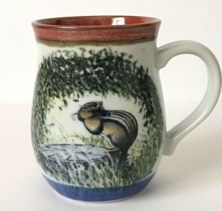 Vintage Otagiri Japan Chipmunk Pottery Coffee Mug Cup Graphics Artist Walt Cude