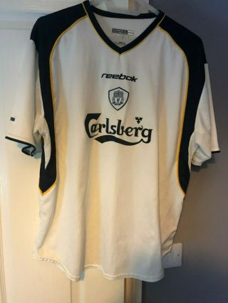 Liverpool Fc 2001 - 2002 White Away Jersey Shirt Carlsberg Reebok Vintage Size L