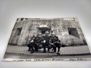Wwii Vintage Photo Liege Belgium Us Soldiers 1944 Pro Allied Graffiti