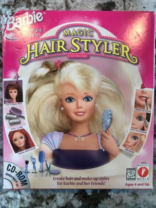 Vintage Barbie Magic Hair Styler Cd - Rom (pc,  1997) Box Set