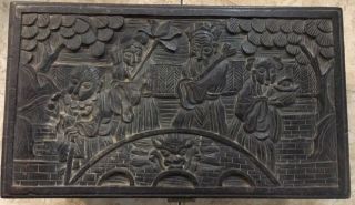 Antique Large (15 ") Carved Chinese Camphor Wood Box
