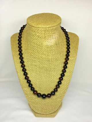Vintage Natural Cognac Baltic Amber Round Bead Necklace