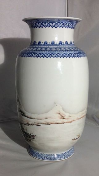 LARGE EXCEPTIIONAL Antique Chinese SNOW SCENE porcelain vase REPUBLIC with MARK 3