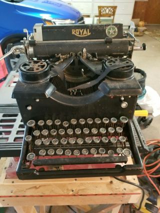 Antique Royal Typewriter,  Glass Keys,  Beveled Glass Sides,  Parts