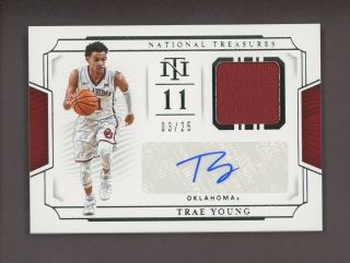 2019 National Treasures Trae Young Rc Rookie Jersey Auto 3/25