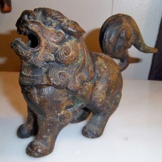 Vintage Cast Iron Foo Dog Incense Burner (w/maker Stamp)