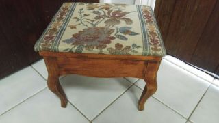 Vintage Heavy Duty Solid Wood Stool Sewing Box Hinged Lid Footed Stool Ottoman
