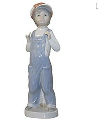 Vintage Lladro Figurine 4898 Boy From Madrid In Overalls W/ Accordion
