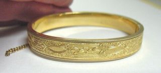 Krementz Gold Filled Bangle Bracelet Vintage Dense Pattern 8 Mm 16.  3 Grams