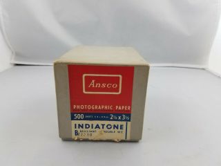Vtg Ansco 500 Sheets Indiatone Brilliant Double Weight 2 1/2 X 3 1/2 Photo Paper