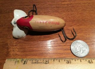 Vintage Fred Arbogast Jitterbug Fishing Lure Wwii White Plastic Lip