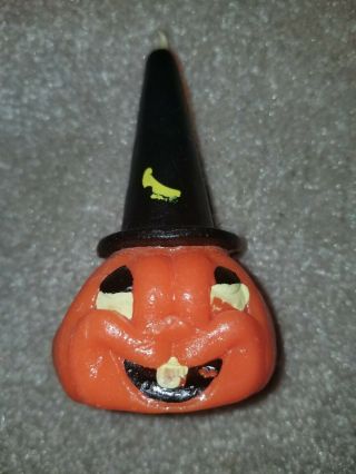 6 Vintage Gurley Halloween Pumpkin Jack O Lantern Candles 2