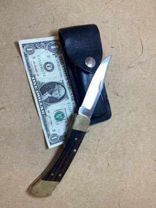 Usa Buck •110• 2 Dot Vintage Folding Hunting Knife &leather Belt Sheath Fishing