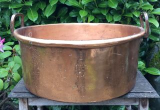 Large 10kg Victorian Antique Copper Kitchen Preserves Jam Pan French 1845 Hautoy