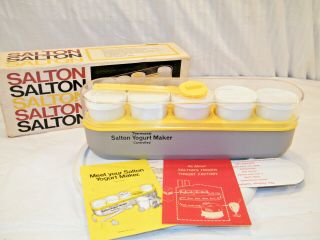 Vintage Salton Yogurt Maker Model Gm5 W/ Instruction Booklet Spoon Cups