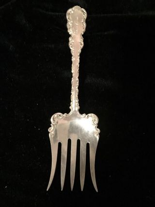 Grand Antique Whiting Sterling Silver Serving/sardine Fork In " Louis Xv " Pattern
