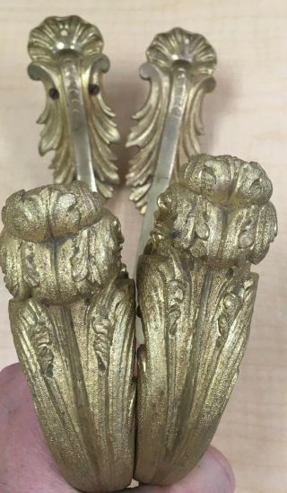 Vintage Brass Curtain Drapery Tie Backs - One Two - Acanthus Design