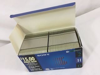 Vtg Open Box Sony Micro Floppy Discs Mfd - 2hd Cfr 3.  5” 90mm 49 Pack Ibm Disk