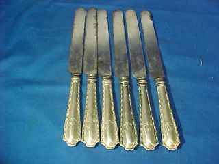 6 Vintage Tiffany,  Co Sterling Silver Handle Butter Knives W Worn Blades