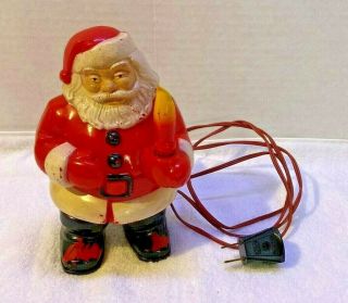 Vintage Christmas Hard Plastic Santa With Light Up Candle
