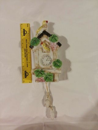 Vintage Yellow Bird House Cuckoo Clock Wall Pocket Planter Made In Japan