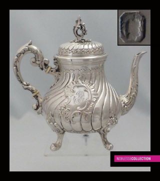 Fine Small Antique 1880s French All Sterling Silver Tea/coffee Pot Rococo Style