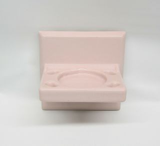 Vtg Pink Ceramic Tile Bathroom Toothbrush Holder W/cup Holder Wall Mount Usa