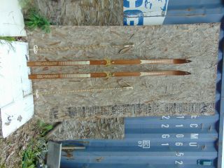 Vintage/wooden Skis 80 Long With Pole Chalet Decor 7776