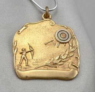 Vintage Antique Goldtone Archery Medal Enamel Target Details 9.  1 Grams Estate