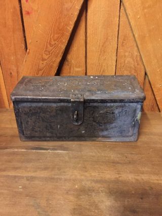 Very Old Ford Fordson Embossed Steel Tractor Toolbox Tool Box Antique Vintage
