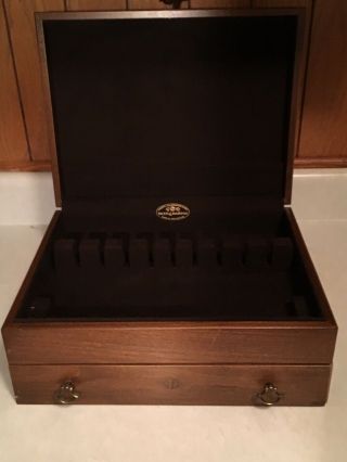 Reed Barton Flatware Wooden Wood Storage Chest Case Box Service For 12