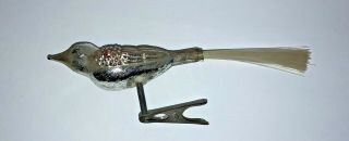 Vintage Germany Mercury Glass Bird Clip - On Christmas Ornament 8” Gorgeous
