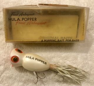 Fishing Lure Fred Arbogast Hula Popper Pre 1960 Pearl Tackle Box Crank Bait