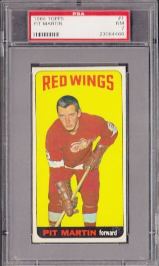 1964 - 65 Topps 01 Pit Martin Rookie Psa Nm 7 Detroit Red Wings